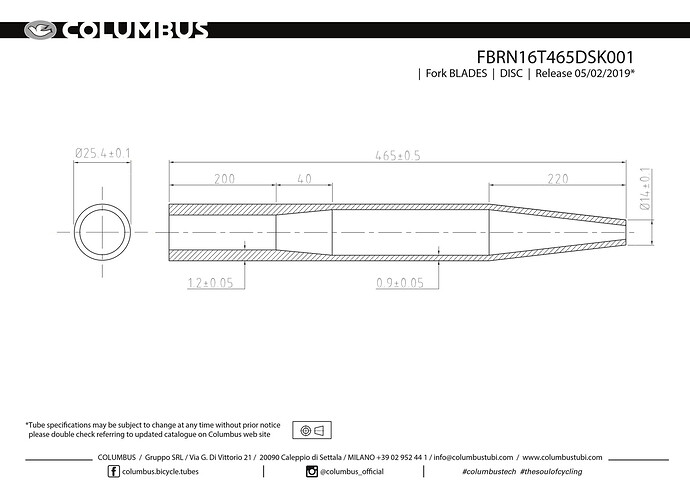 Columbus 25.4 Disc Blade Tapered